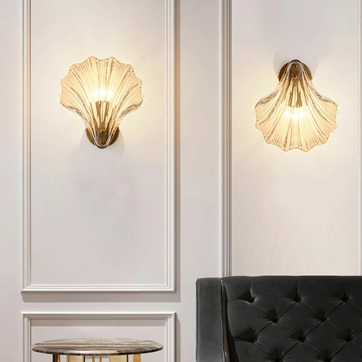 Crystal Brass Base Shell Wall Sconces Lamp - Image 4