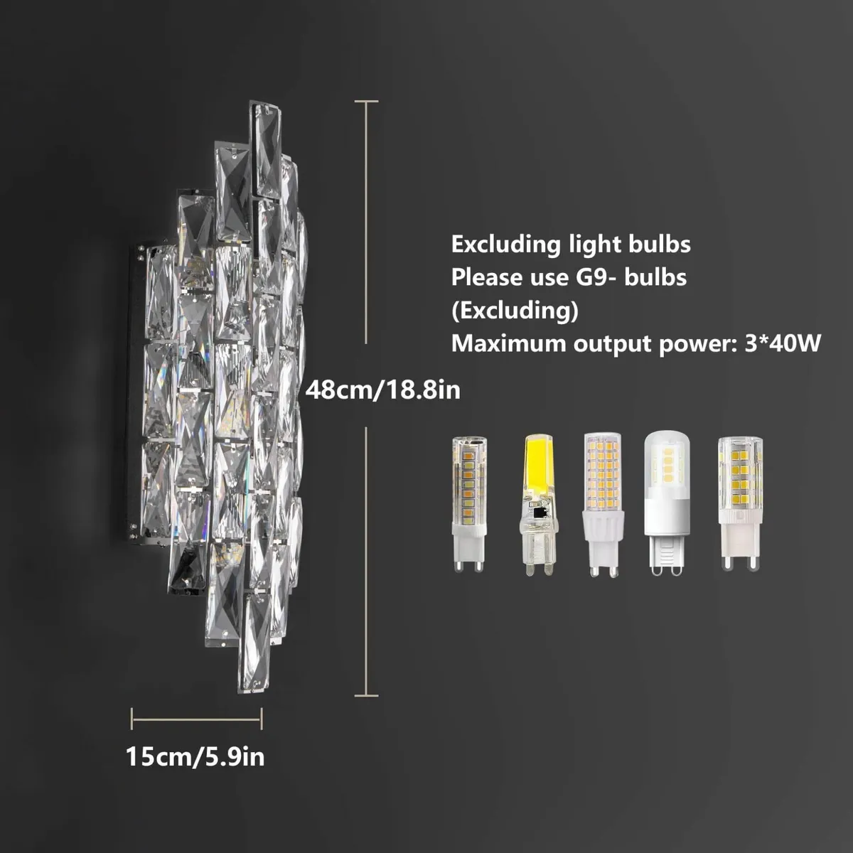 Crystal Wall Light Sconce Modern Luxury Chrome - Image 3