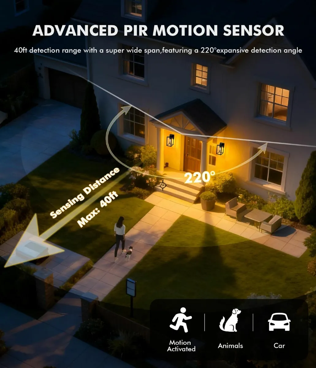Motion Sensor Outdoor Wall Lights Upgraded Dusk - Image 2