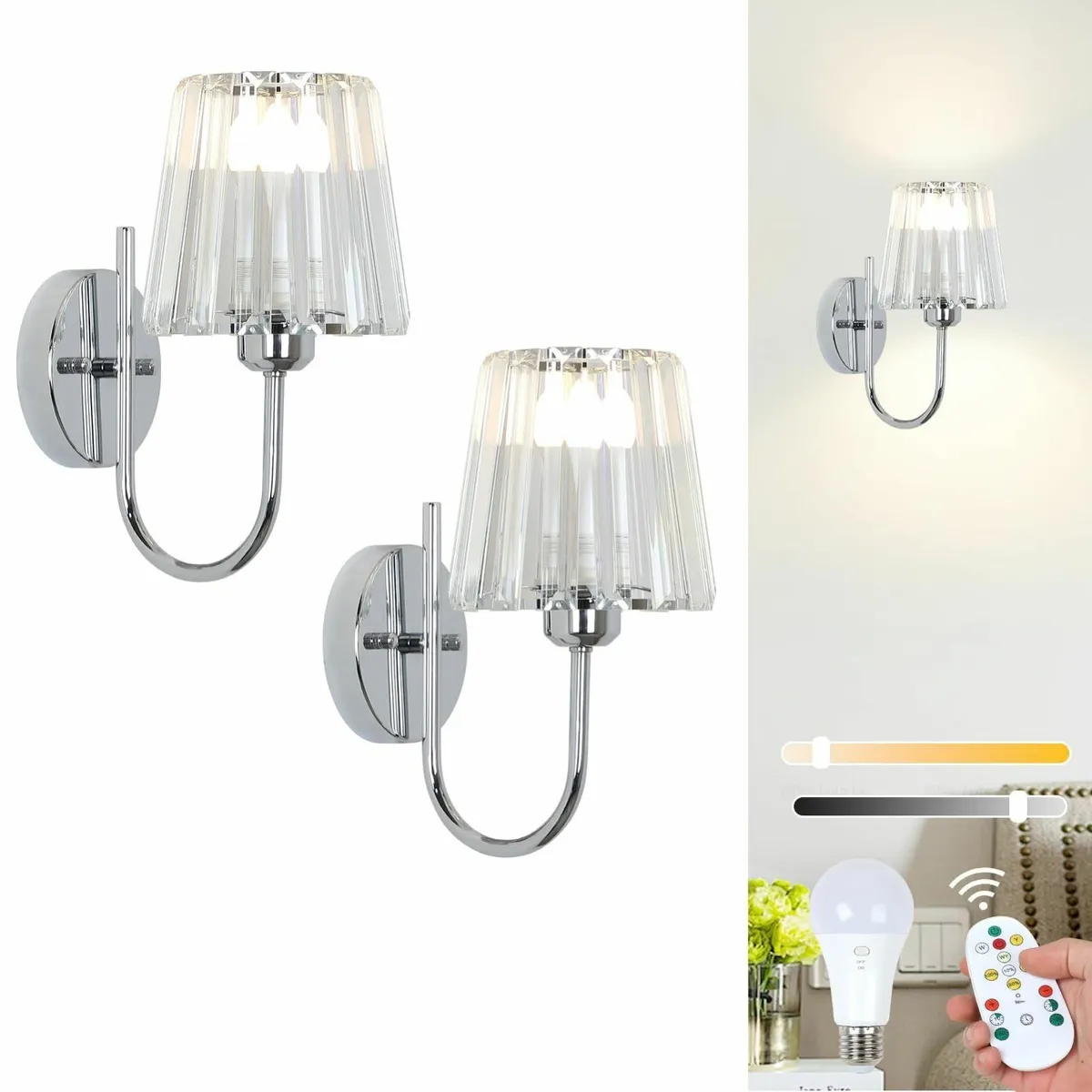 Rechargeable Wall Lights Set of 2 Battery - Image 1