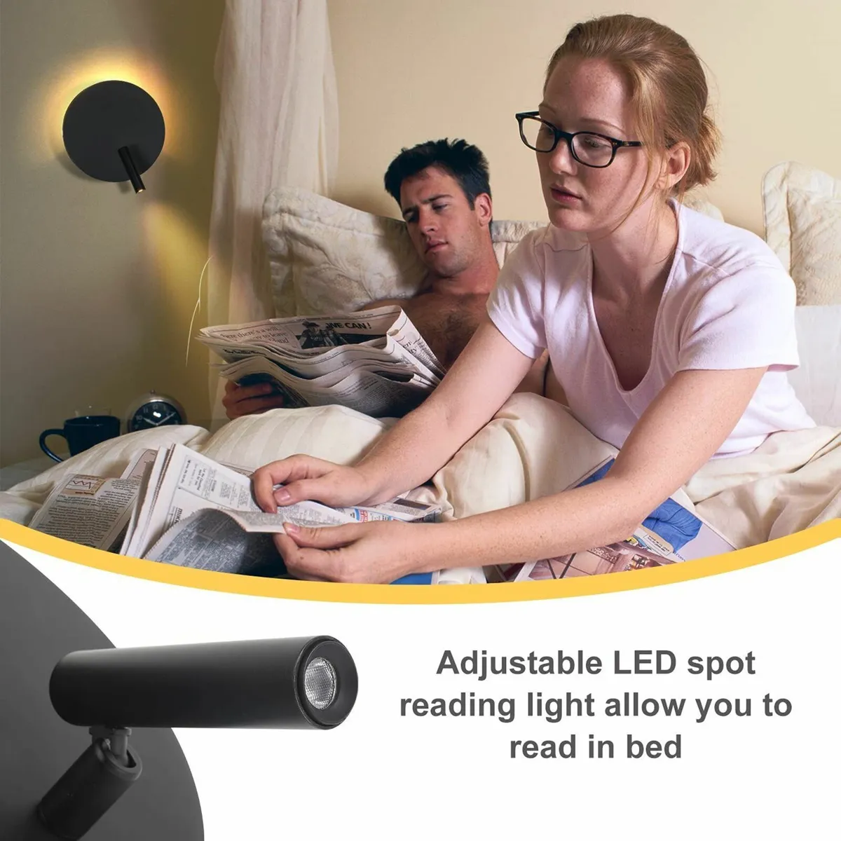 Wall Mounted Reading Lamp Black Indoor Lights - Image 3