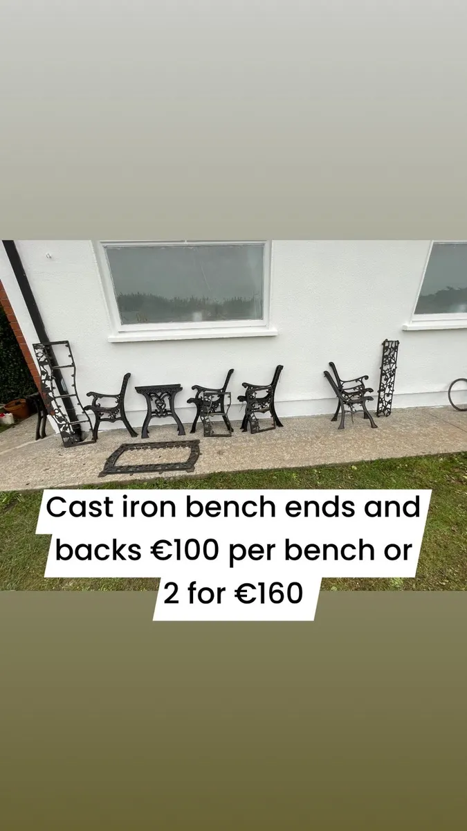 Cast iron garden bench ends and backs - Image 1