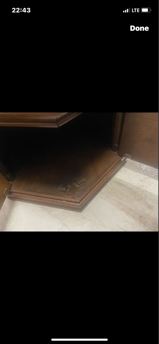 Hexagon antique table and storage - Image 3