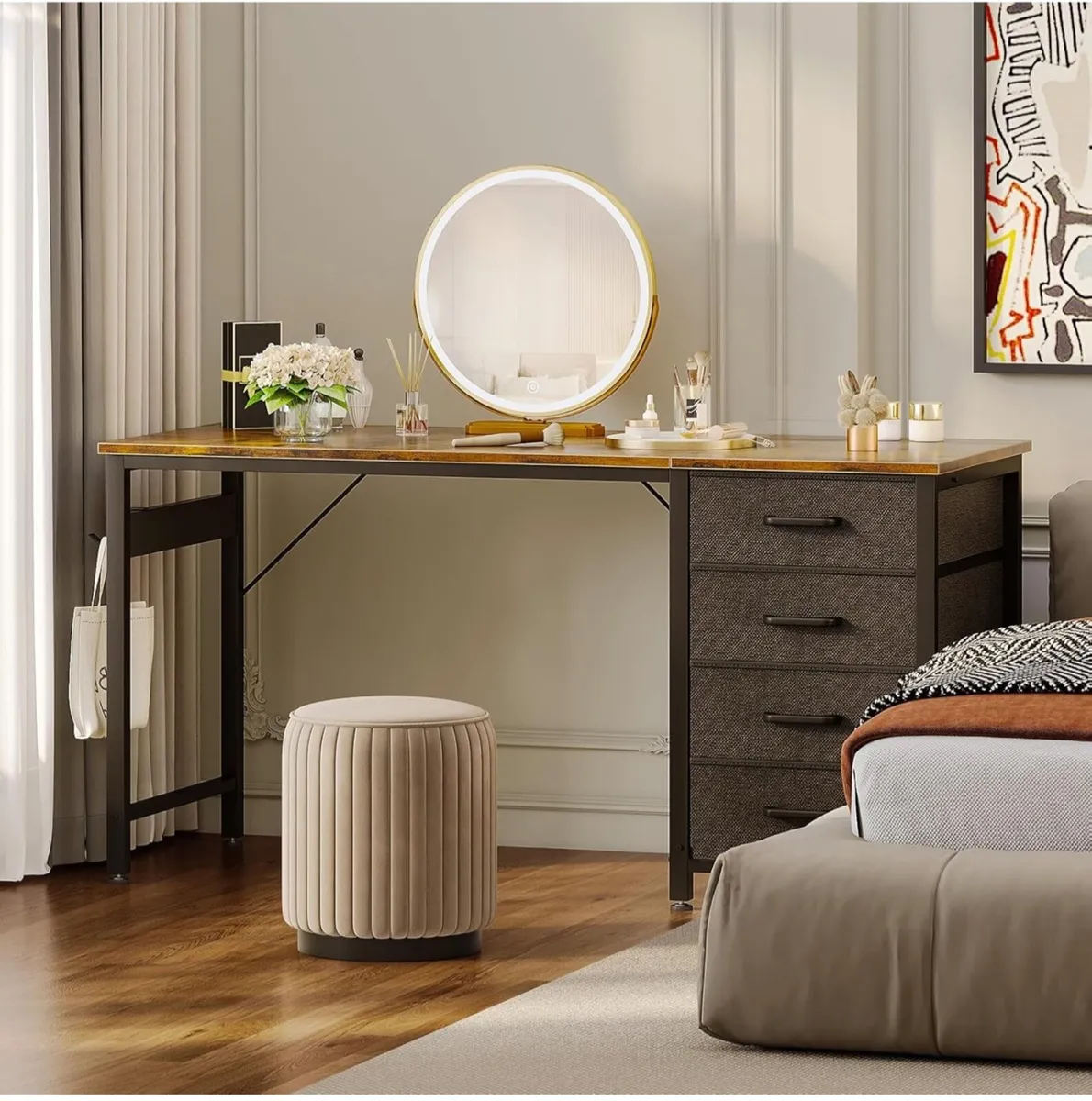 Computer Desk with Drawers, 120 x 48 cm Office Des - Image 3