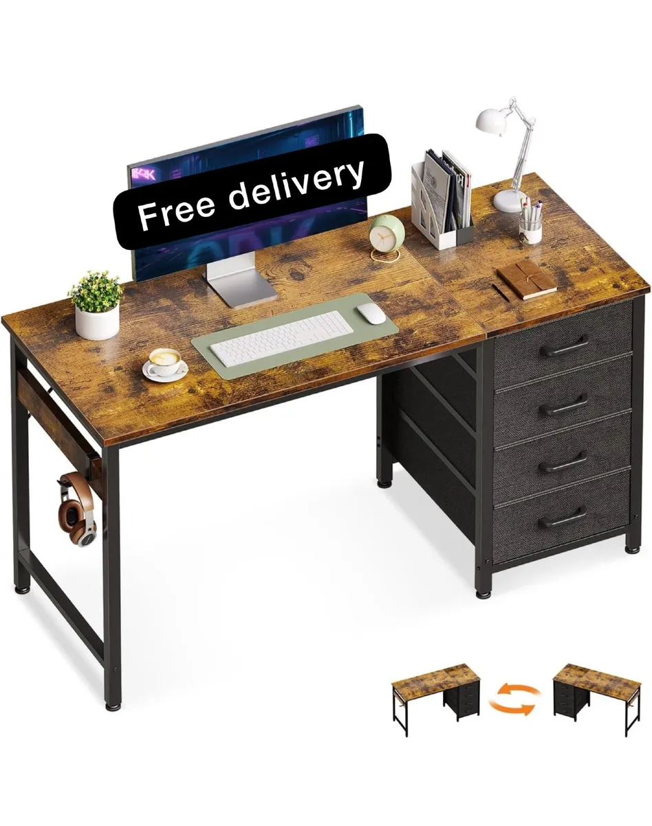 Computer Desk with Drawers, 120 x 48 cm Office Des - Image 1