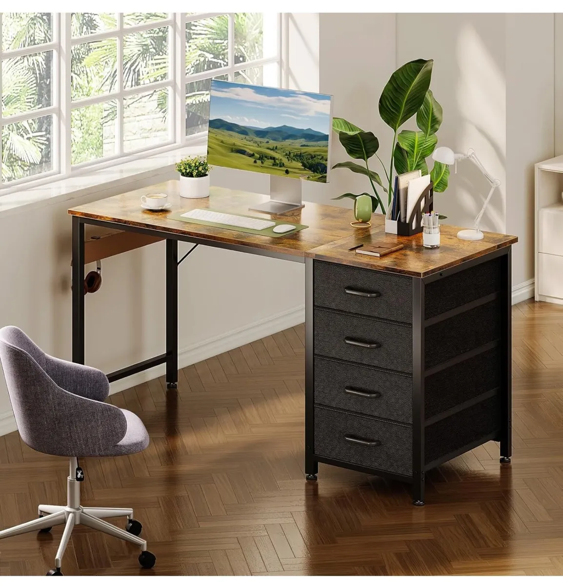 Computer Desk with Drawers, 120 x 48 cm Office Des - Image 1