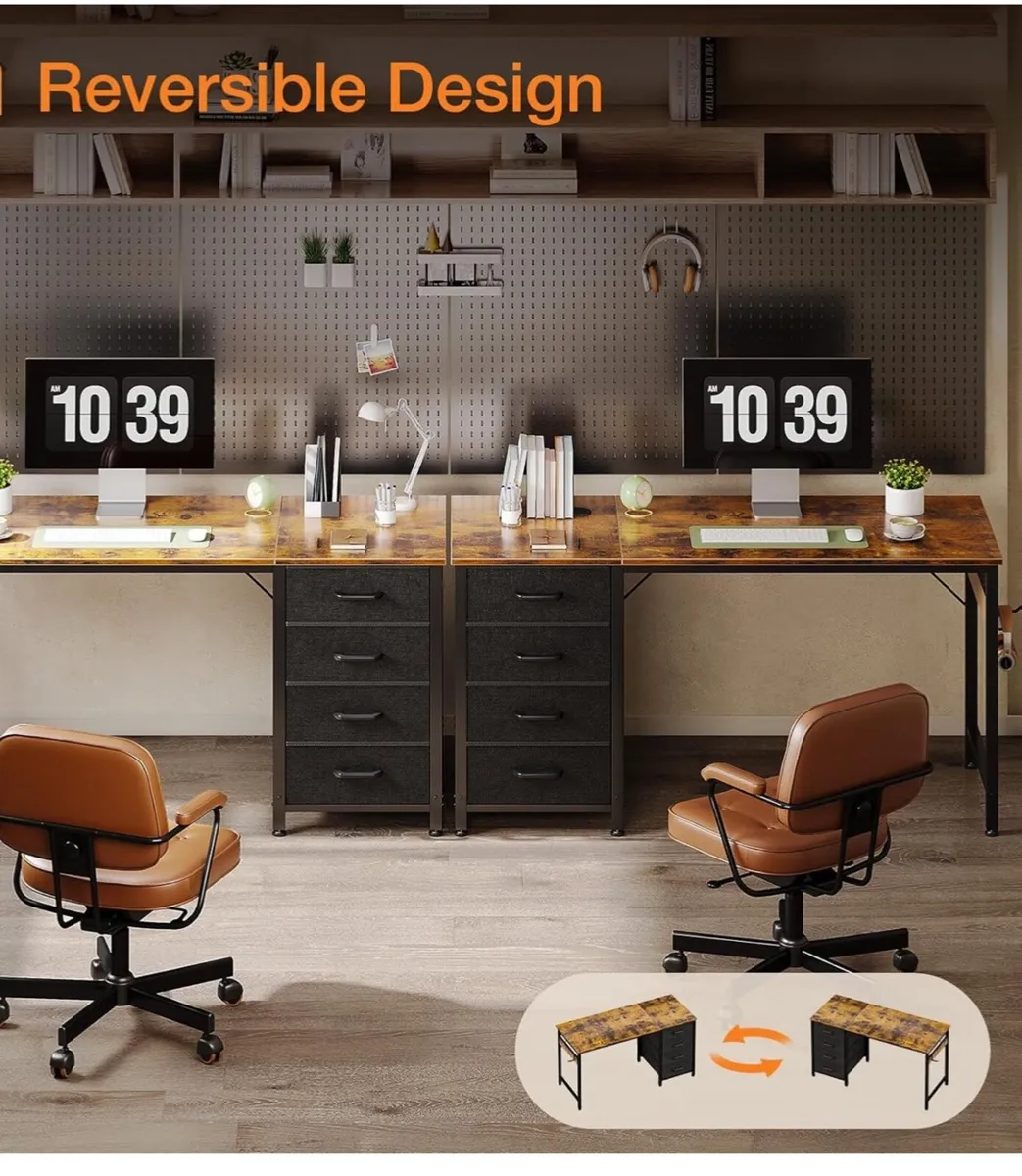 Computer Desk with Drawers, 120 x 48 cm Office Des - Image 3