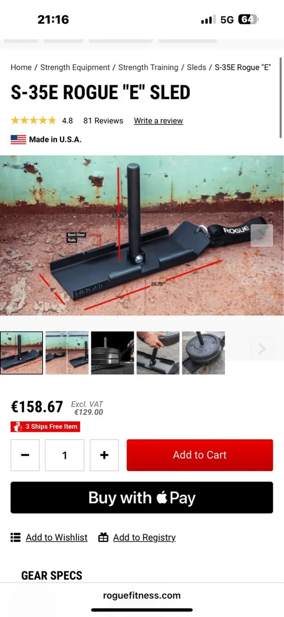 ROGUE S35 E SLED FOR GYM / OUTDOOR + HARNESS!!!! - Image 2