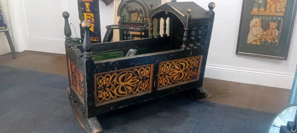 Antique Italian Wooden Rocking Crib