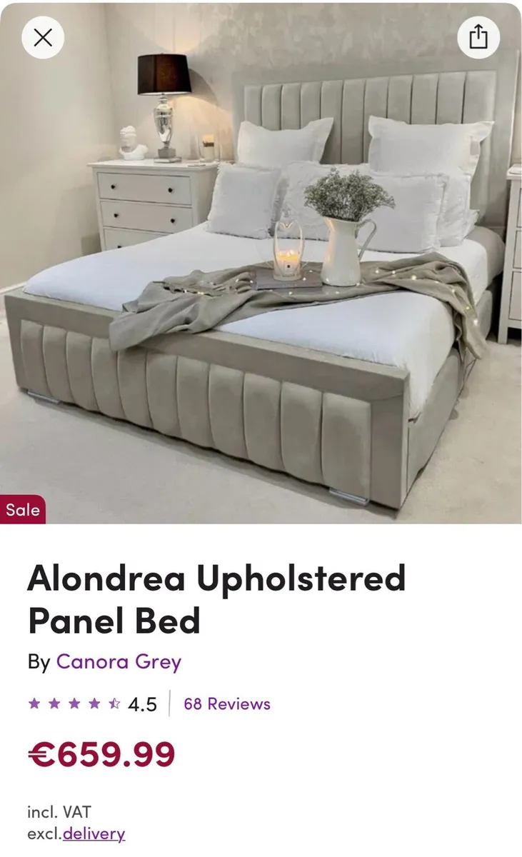 Single Gray Upholstered Panel Bed - Image 1