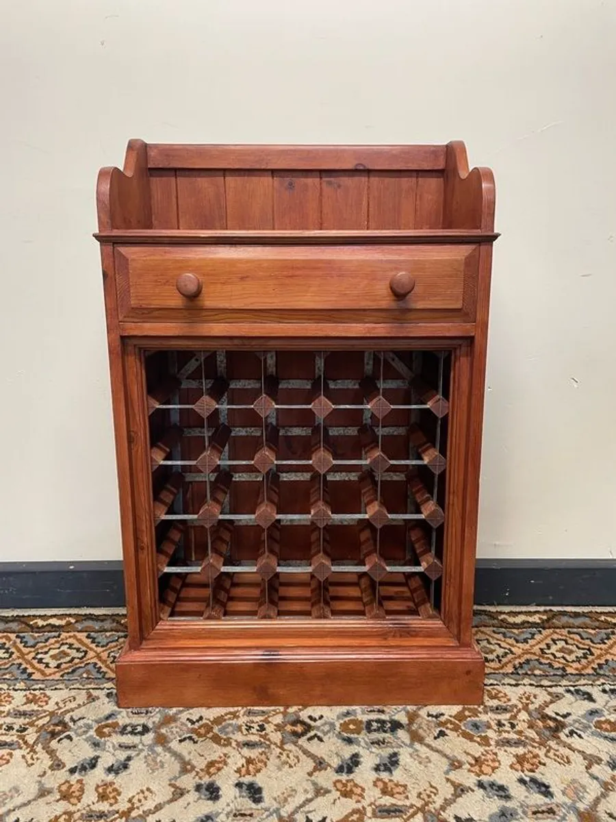 Solid Pine Wine Rack with Upper Gallery - Image 2