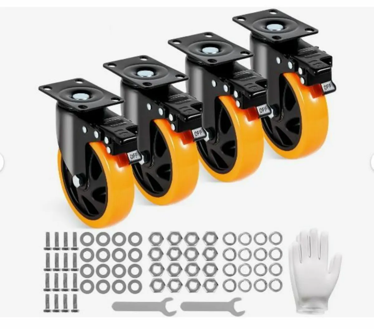 Caster Wheels, 12.7 cm Swivel Plate Casters - Image 1