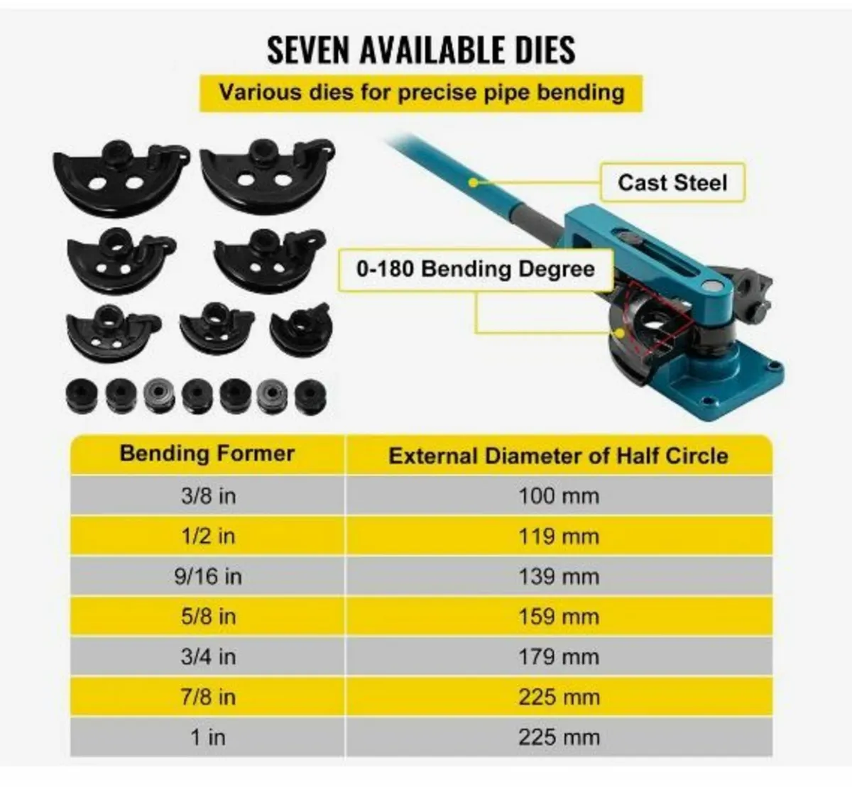 Pipe Bender 3/8 to 1 Inch Pipe Tubing Bender Tube - Image 4