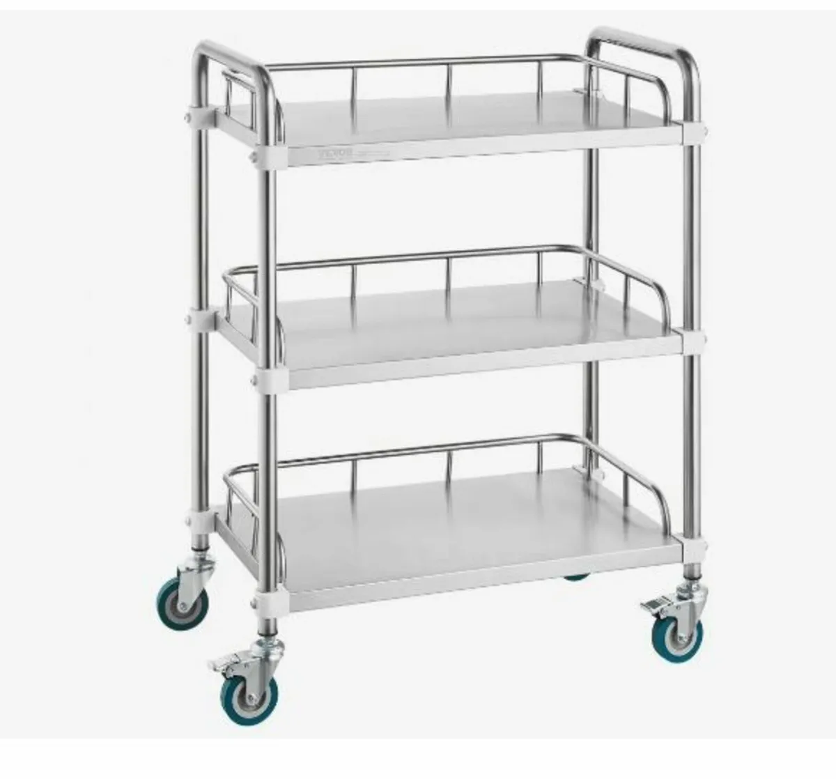 Lab Rolling Cart, 3-Shelf Stainless Steel - Image 3