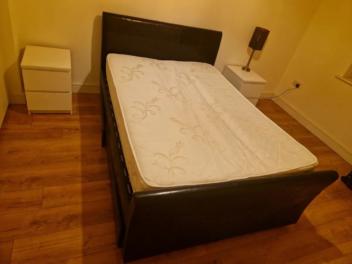 Double Leather bed with storage - Image 1