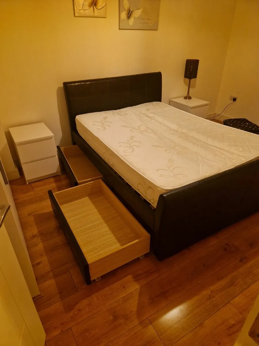 Double Leather bed with storage - Image 2