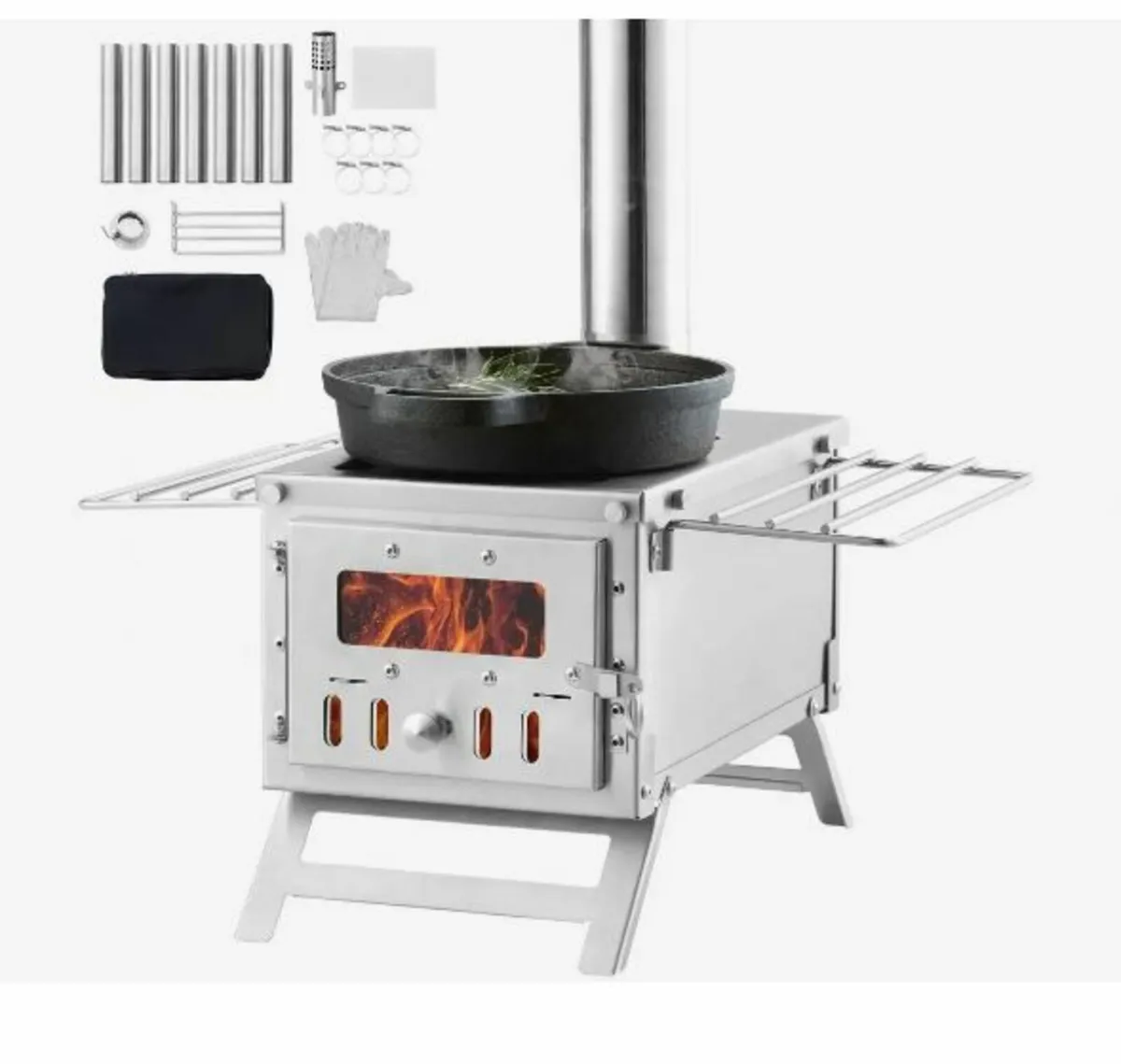Wood Stove, 203.20 cm, Stainless Steel - Image 1