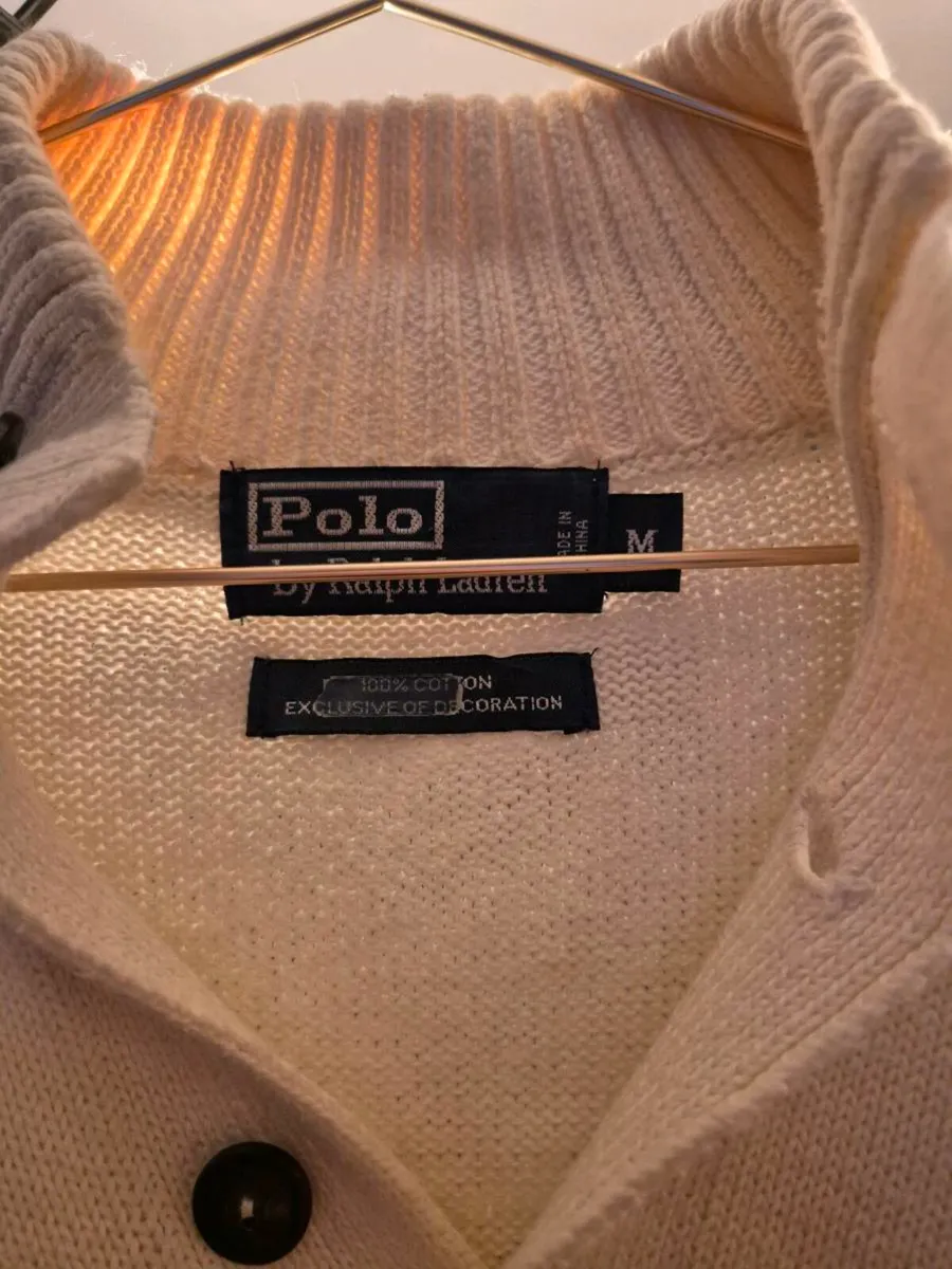 Polo Ralph Lauren Cream Button Collar Knit Jumper - Image 2