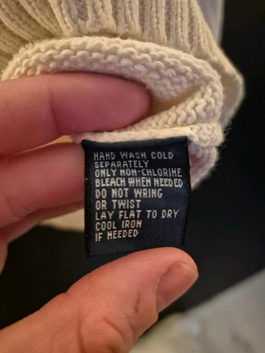 Polo Ralph Lauren Cream Button Collar Knit Jumper - Image 3