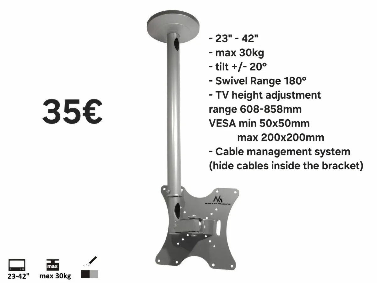 Tv Ceiling Mount Bracket Swivel Tilt 23"-42" - Image 1