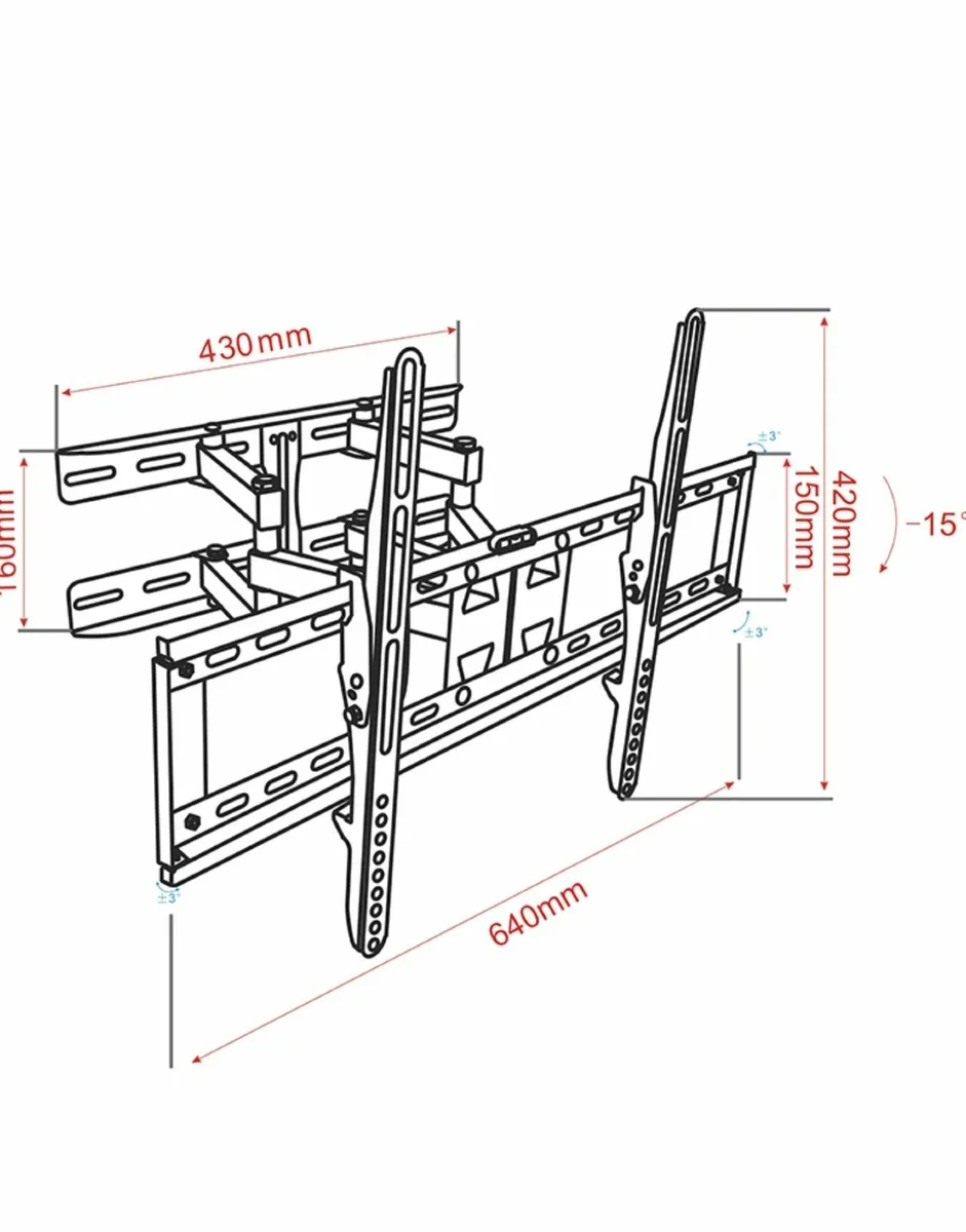 Tv Wall Mount Bracket Tilt Swivel 30-70" - Image 3