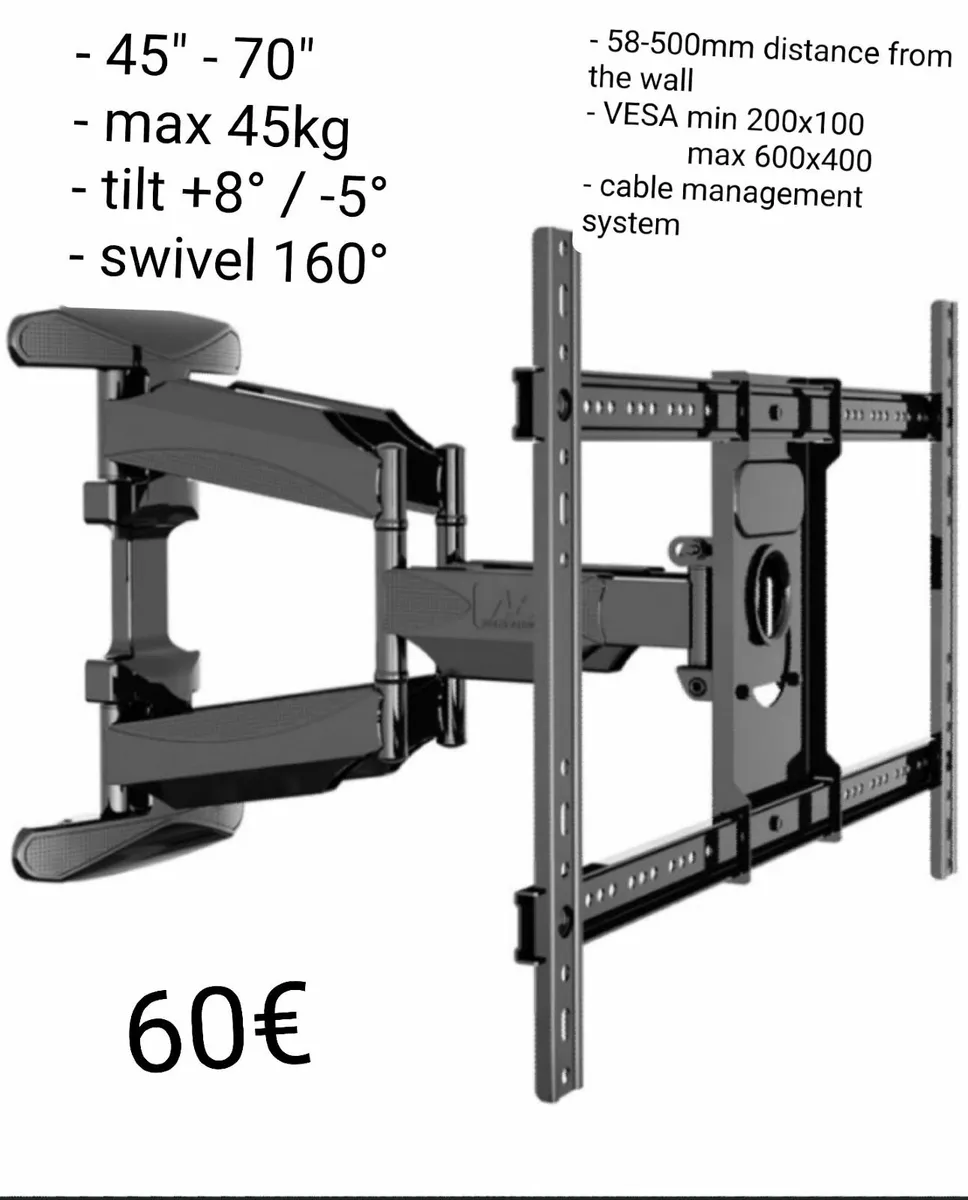 Tv Wall Mount Bracket Tilt Swivel Long Arm 45"-70" - Image 2