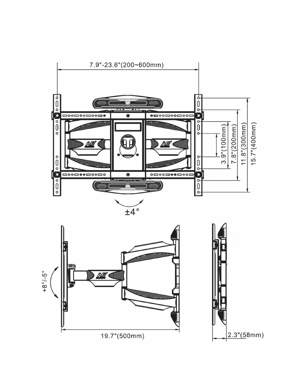 Tv Wall Mount Bracket Tilt Swivel Long Arm 45"-70" - Image 3