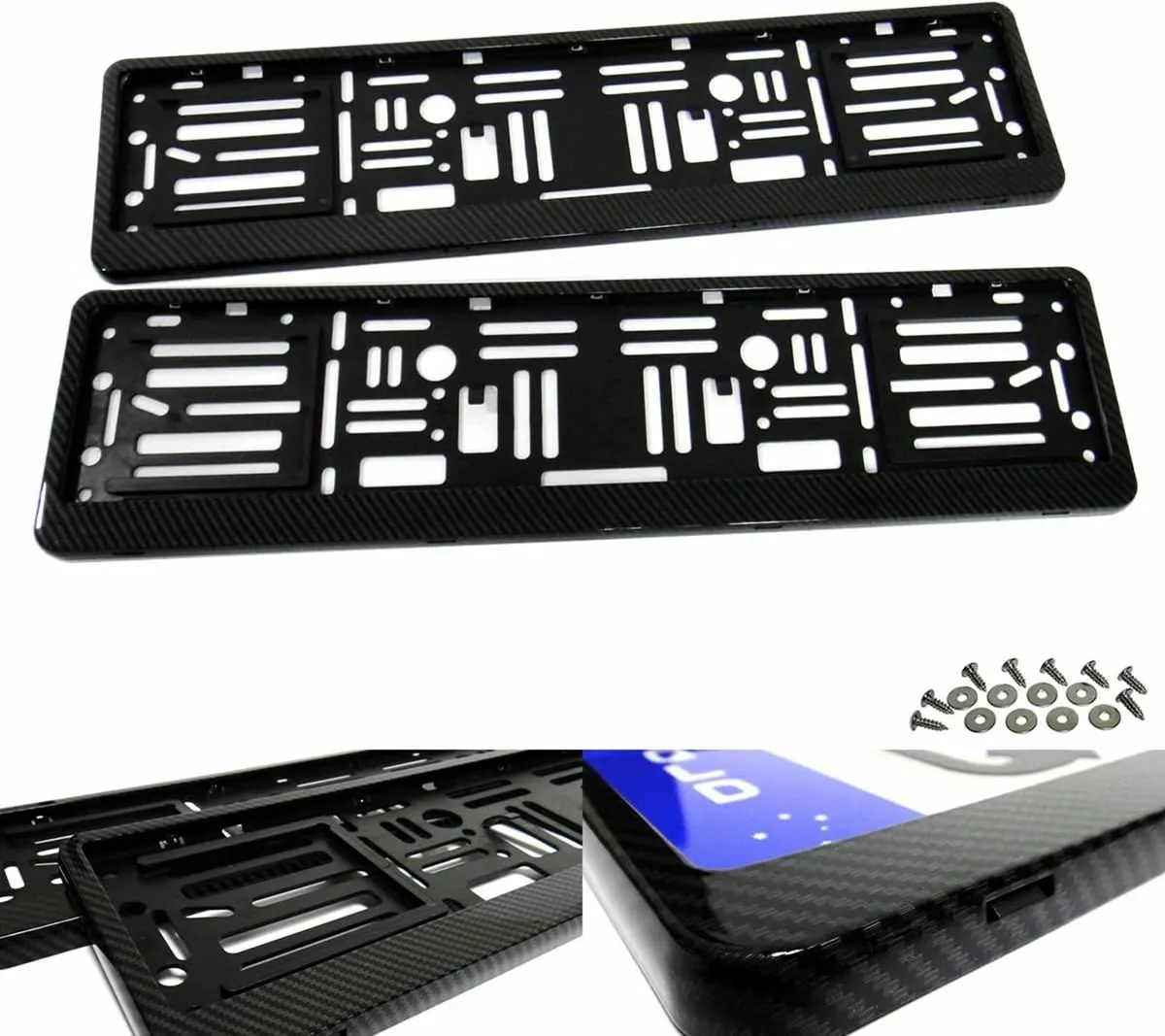 2x Carbon Fibre Fiber Hydrographic UK EU Car Licen