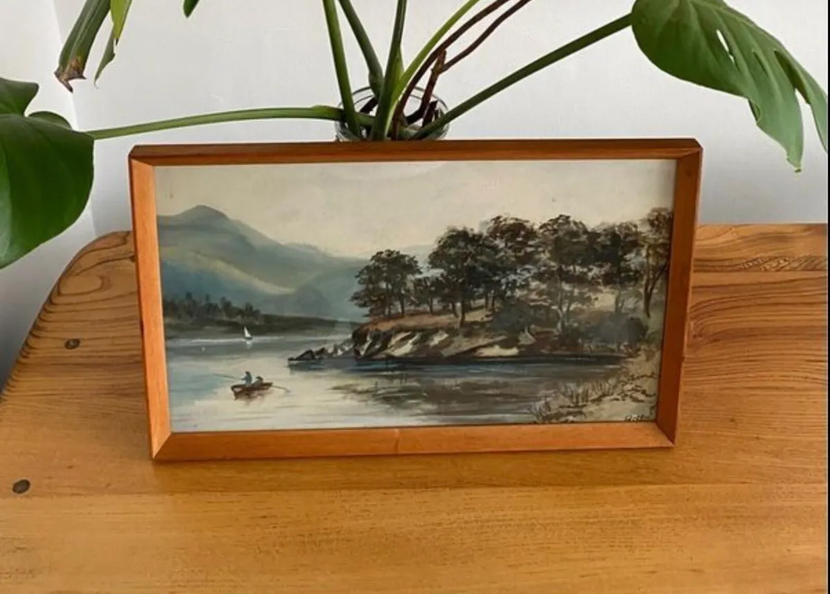 Vintage Teak Framed Paintings - Image 3