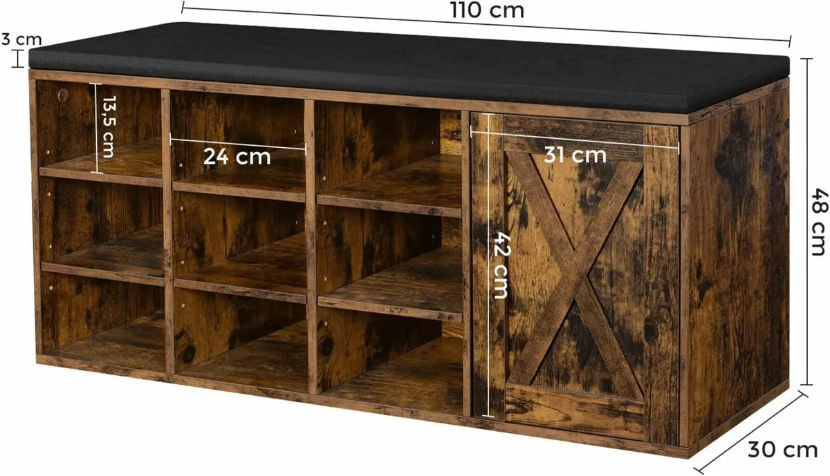 New Shoe Storage Bench + Cupboard - FREE P&P - Image 2