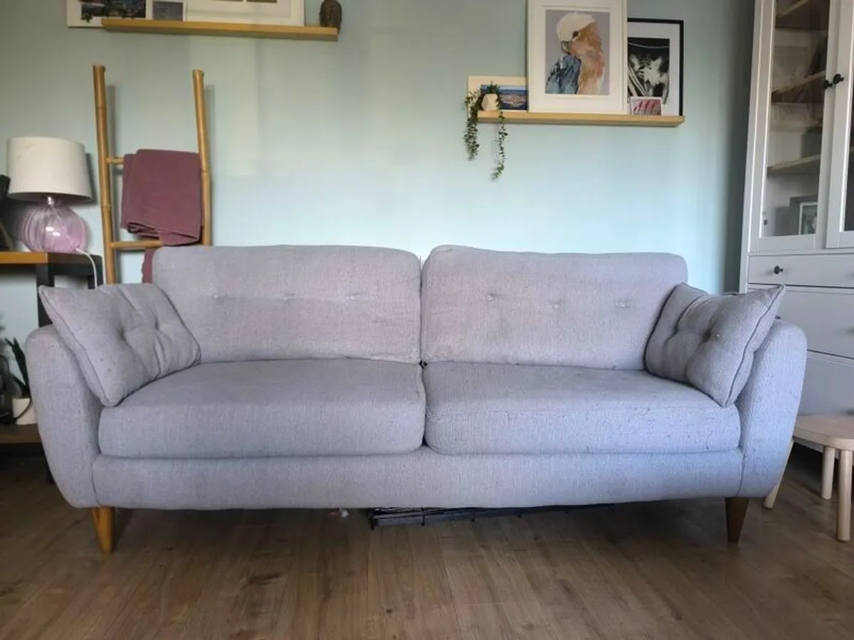 Couch Charm Series - 3 Seater Silver/Grey Fabic Sofa - Image 1
