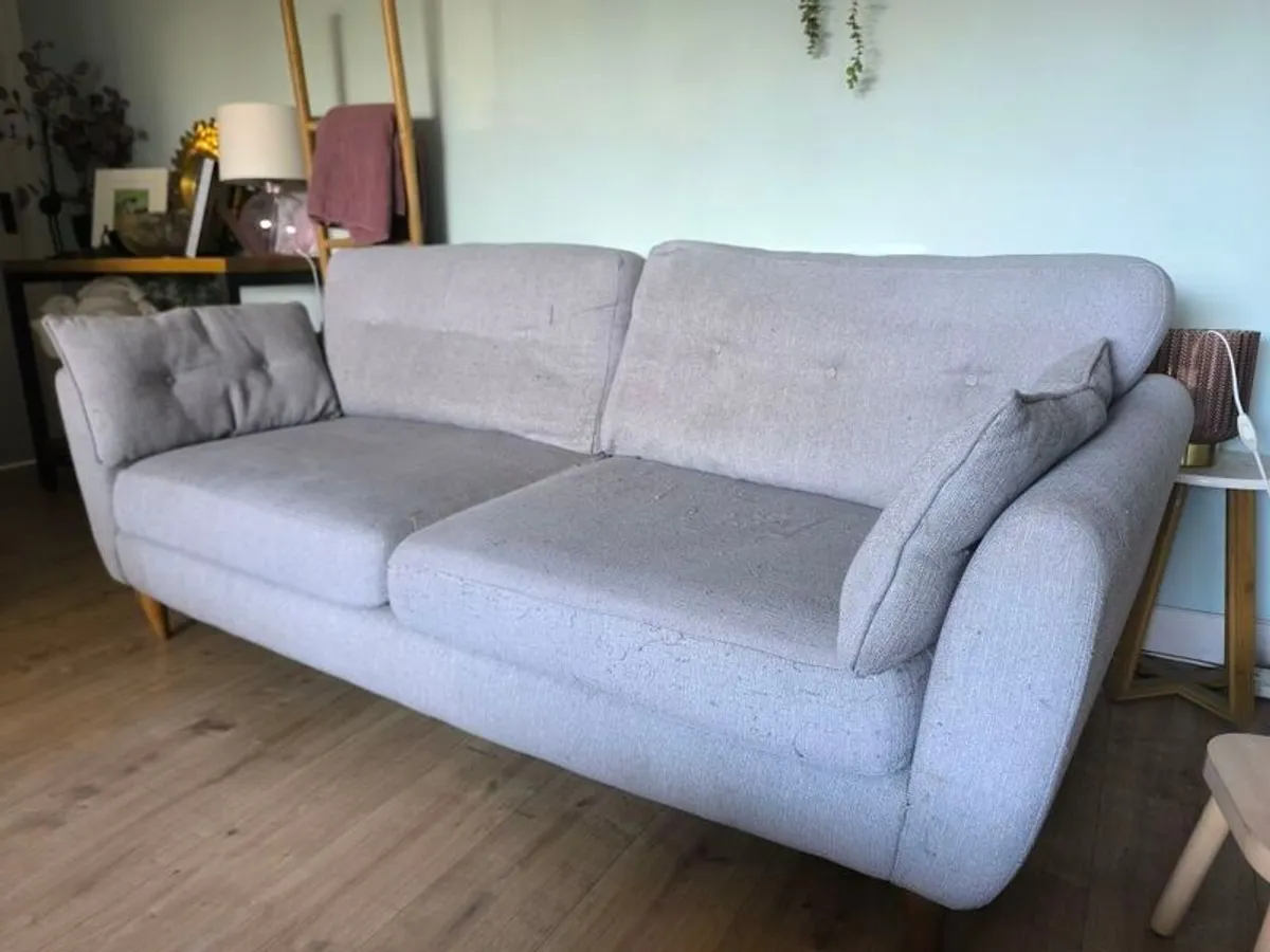 Couch Charm Series - 3 Seater Silver/Grey Fabic Sofa - Image 4