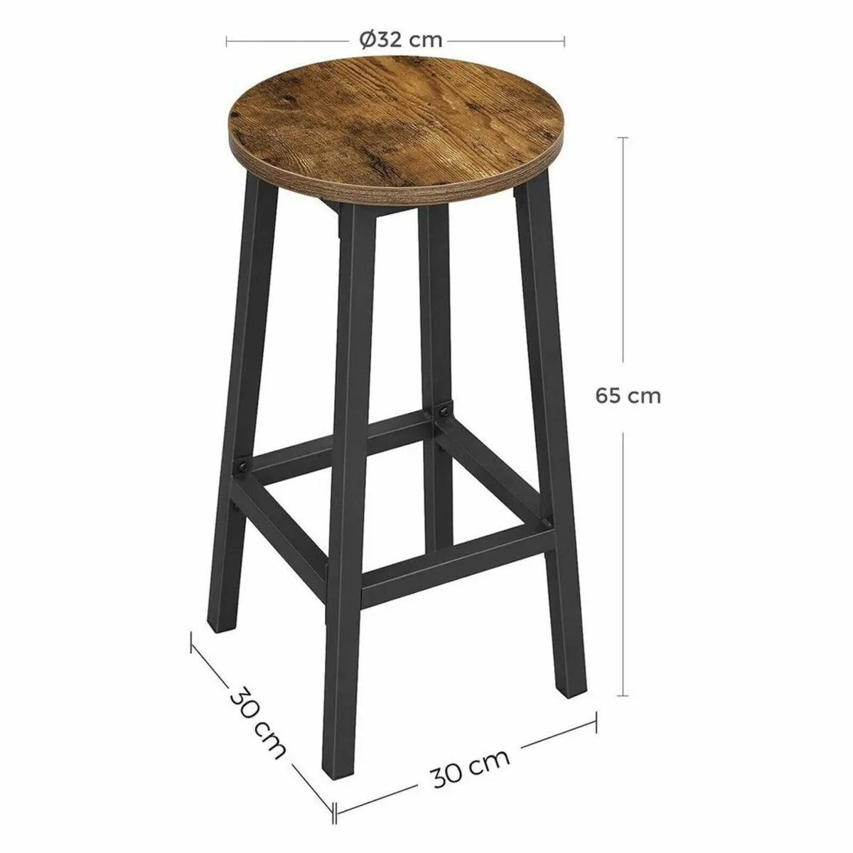 2 x NEW Rustic Brown Kitchen Bar Stools - FREE P&P - Image 4