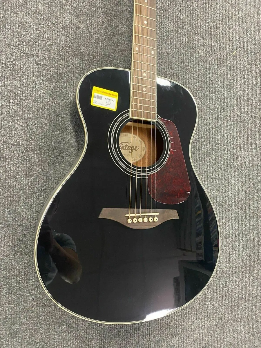 Vintage V300 Black Acoustic Guitar - Image 2