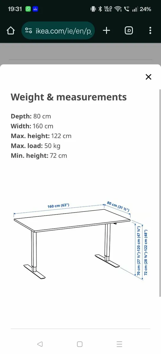 Ikea Trotten Standing Desk - Beige - 160cmx80cm - Image 2
