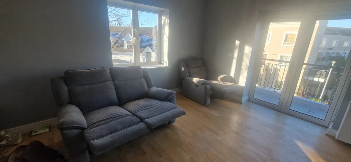 Two seater recliner grey sofa and armchair - Image 2