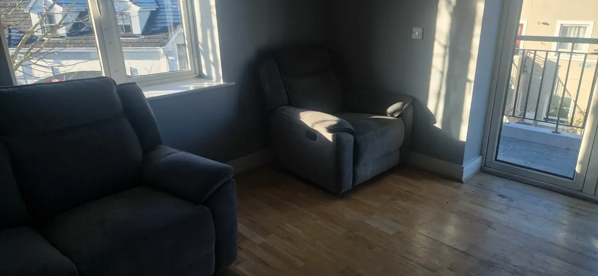 Two seater recliner grey sofa and armchair - Image 3