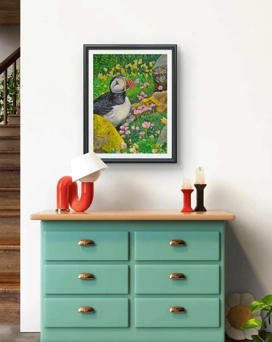 Puffin at Saltee Island | Oil Painting on Canvas - Image 3