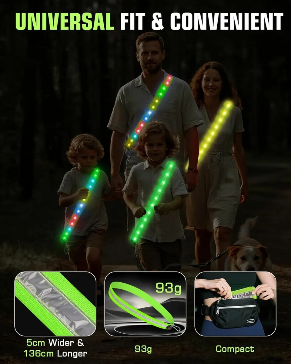 LED Reflective Belt Sash, Running Lights for Runne - Image 1