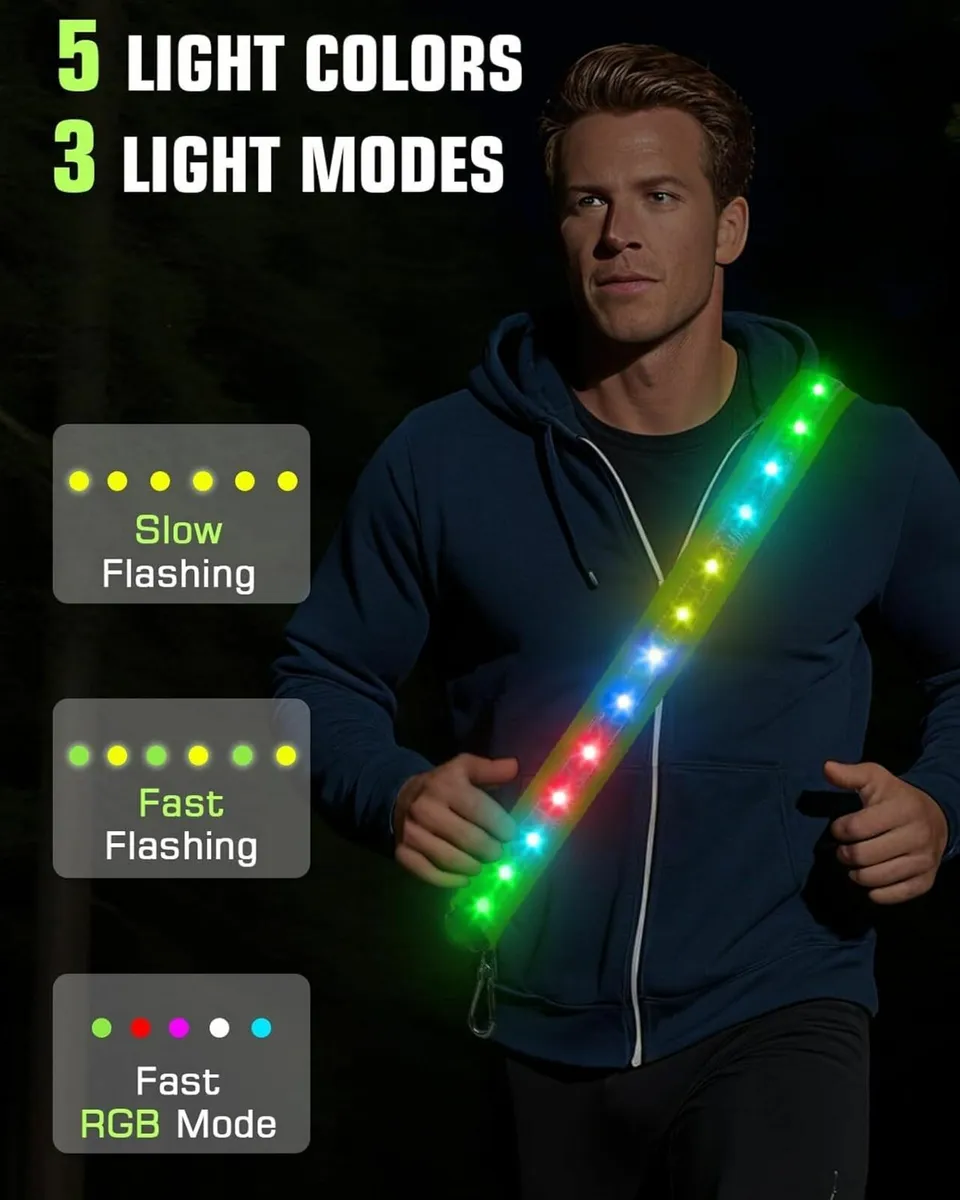 LED Reflective Belt Sash, Running Lights for Runne - Image 2