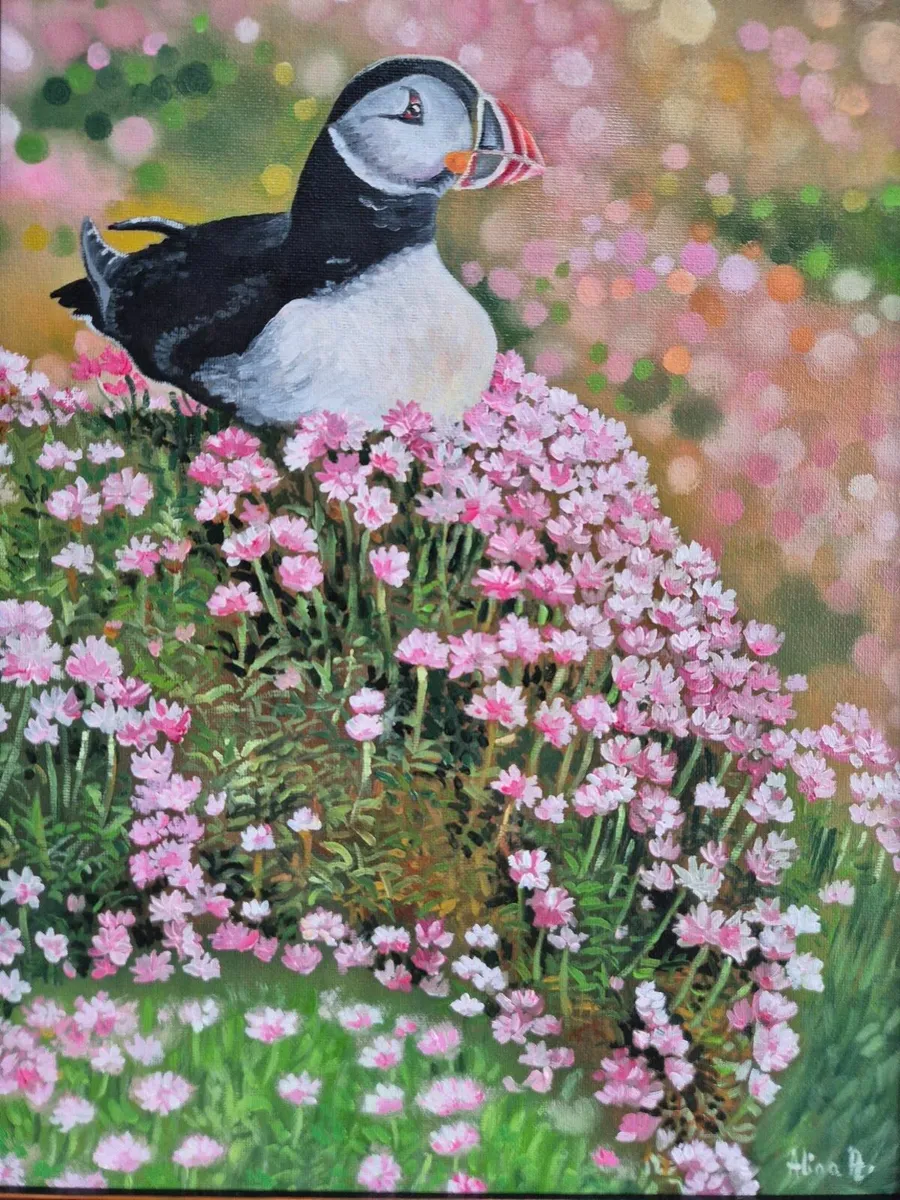Puffin in Sea Pinks - Image 1