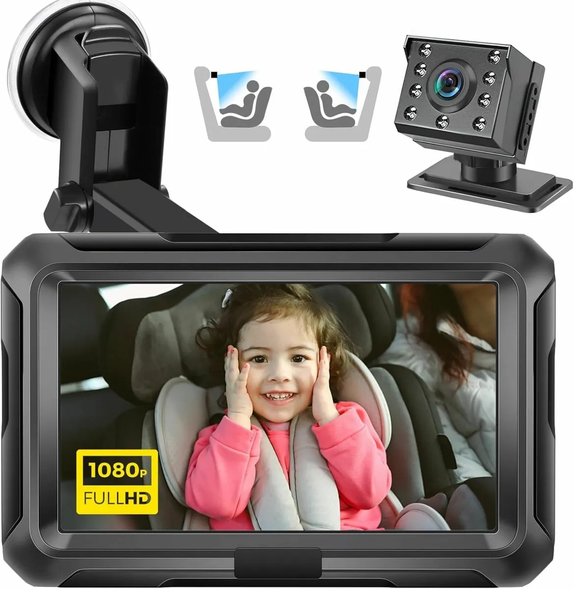 Baby Car Camera HD 1080P - Baby Car Mirror 4.3''