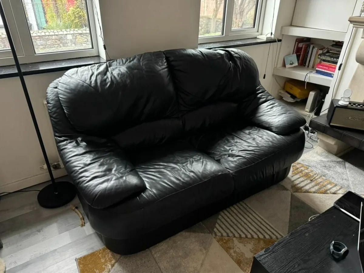 Black Leather Sofa - Image 2