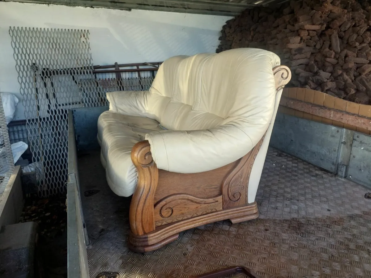 Secondhand White Leather Couch - Image 2