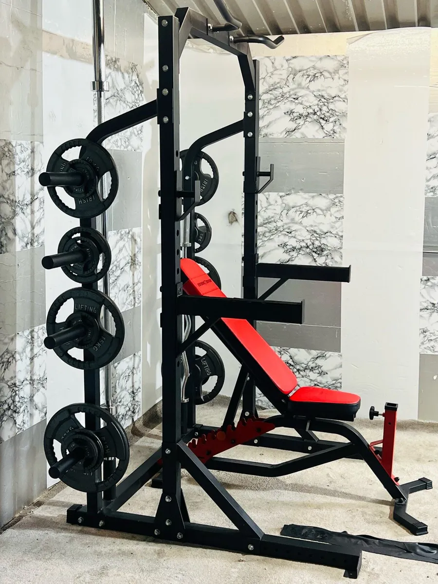 COMMERCIAL GYM SET RACK BENCH WEIGHTS BAR ETC - Image 3