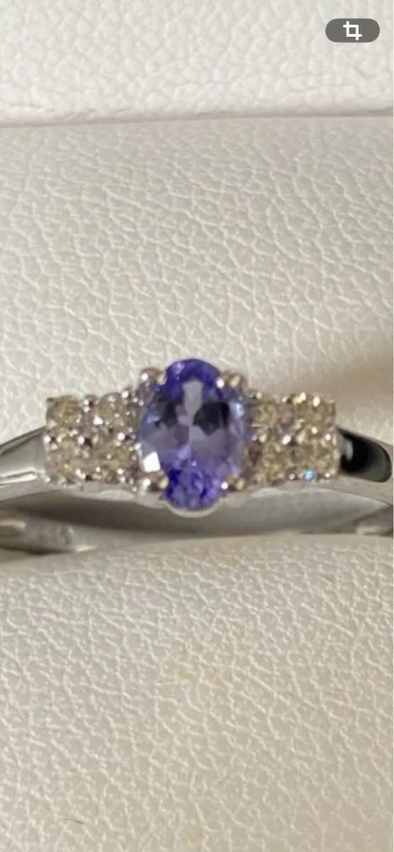 9ct White Gold Tanzanite and Diamond Engagement - Image 1