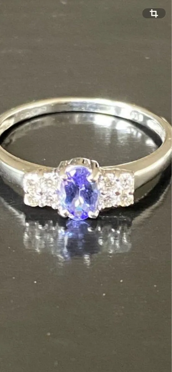 9ct White Gold Tanzanite and Diamond Engagement - Image 2
