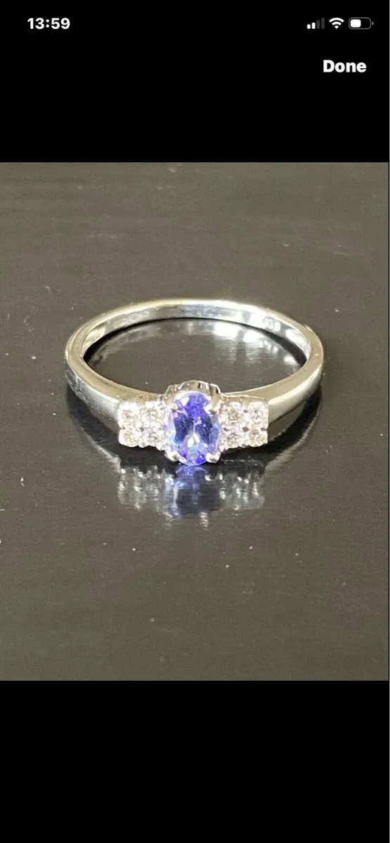 9ct White Gold Tanzanite and Diamond Engagement - Image 3