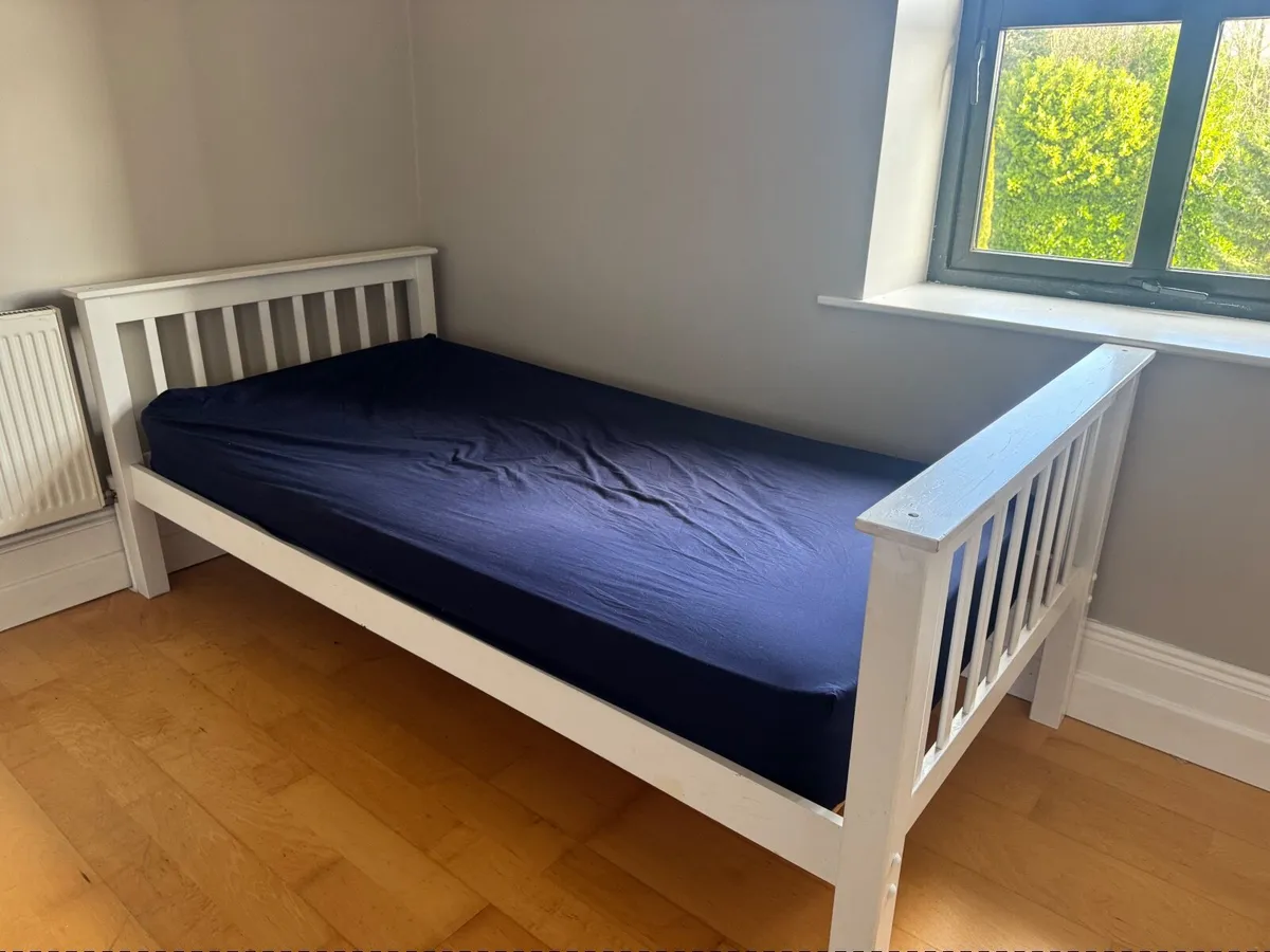 White Wooden Single Bed - Image 1