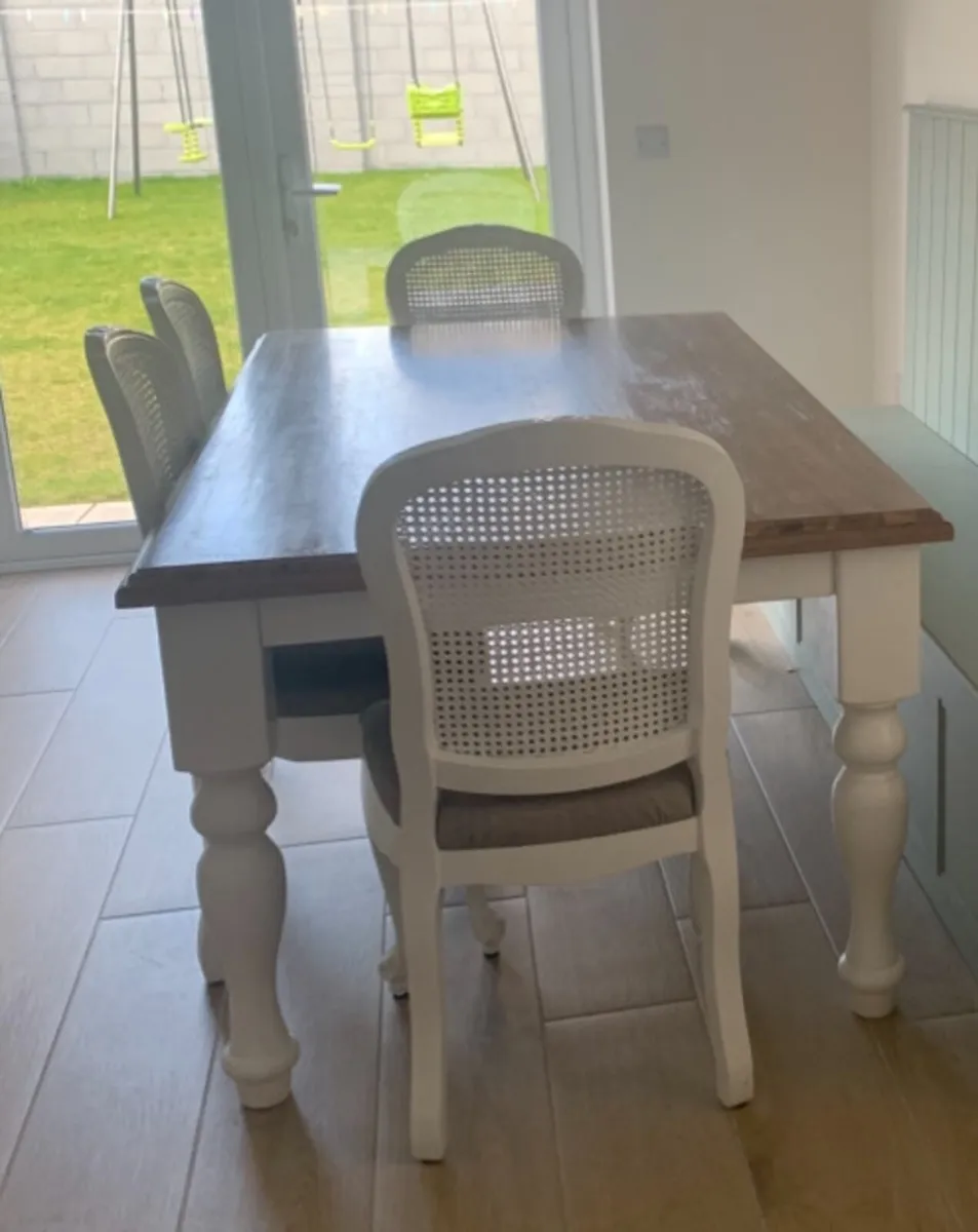 Country Dining table and 6 French chairs